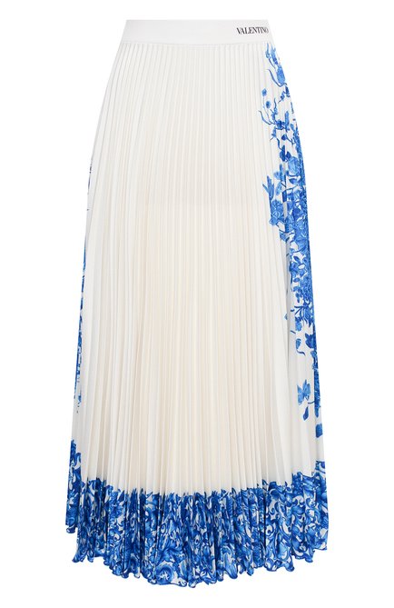 Женская юбка VALENTINO белого цвета, арт. UB3MD01X5QH | Фото 1 (Длина Ж (юбки, платья, шорты): Миди; Материал внешний: Синтетический материал; Женское Кросс-КТ: Юбка-одежда)