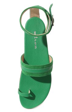 Женские кожаные сандалии KITON зеленого цвета, арт. D55803X04R99 | Фото 6 (Каблук высота: Низкий; Материал внутренний: Натуральная кожа; Материал сплава: Проставлено; Подошва: Плоская; Др�агоценные камни: Проставлено)
