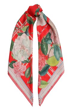 Женский шелковый платок camellia RADICAL CHIC красного цвета, арт. 660892.23.03 | Фото 1 (Принт: С принтом; Материал: Текстиль, Шелк)