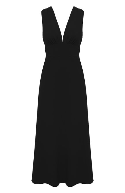 Женское платье PATRIZIA PEPE черного цвета, арт. 8A1217_AD08 | Фото 1 (Материал сплава: Проставлено; Длина Ж (юбки, платья, шорты): Миди; Материал внешний: Синтетический материал; Драгоценные камни: Проставлено)