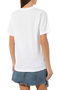 Женская хлопковая футболка DOLCE & GABBANA белого цвета, арт. F8U04T/FU7EQ | Фото 4 (Принт: Без принта; Рукава: Короткие; Длина (для топов): Стандартные; Материал сплава: Проставлено; Материал внешний: Хлопок; Женское Кросс-КТ: Футболка-одежда; Драгоценные камни: Проставлено; Стили: Кэжуэл)