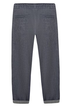 Детские брюки изо льна и хлопка BRUNELLO CUCINELLI темно-синего цвета, арт. BS457P503B | Фото 2 (Случай: Повседневный; Материал внешний: Хлопок, Лен)