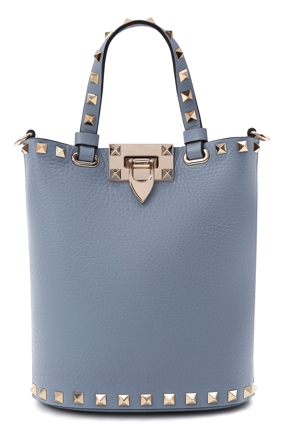 Женская сумка rockstud VALENTINO голубого цвета, арт. WW2P0W31/VSH | Фото 1 (Сумки-технические: Сумки top-handle; Материал: Натуральная кожа; Размер: mini; Ремень/цепочка: На ремешке)