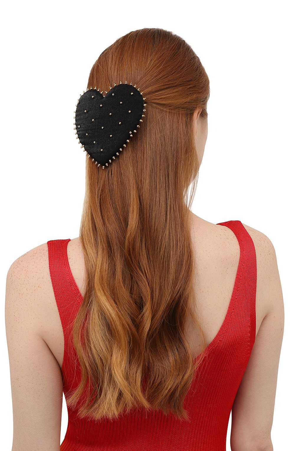 Женская заколка для волос PANFIL черного цвета, арт. Бант 0-Hrt-G | Фото 2 (Материал: Текстиль, Шелк)