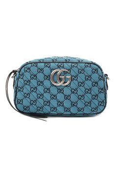 Женская сумка gg marmont 2.0 GUCCI синего цвета, арт. 447632/2UZCN | Фото 1 (Сумки-технические: Сумки через плечо; Ремень/цепочка: На ремешке; Материал: Текстиль; Размер: small)