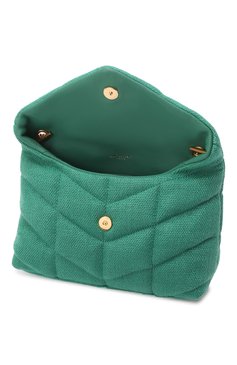 Женская сумка puffer mini SAINT LAURENT бирюзового цвета, арт. 620333/FAACV | Фото 5 (Сумки-технические: Сумки чер ез плечо; Размер: mini; Ремень/цепочка: На ремешке; Материал: Текстиль)