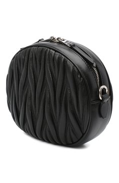 Женская сумка MIU MIU черного цвета, арт. 5BH191-2CE3-F0002-NOY | Фото 3 (Сумки-технические: Сумки через плечо; Материал: Натуральная кожа; Размер: mini; Ремень/цепочка: На ремешке)