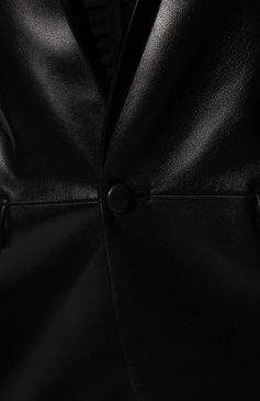 Женский кожаный жакет SAINT LAURENT черного цвета, арт. 536465/YC2TE | Фото 5 (Рукава: Длинные; Стили: Гламурный; Случай: Повседневный; 1-2-бортные: Однобортные; Материал внешний: Натуральная кожа; Женское Кросс-КТ: Жакет-одежда; Материал подклада: Шелк)