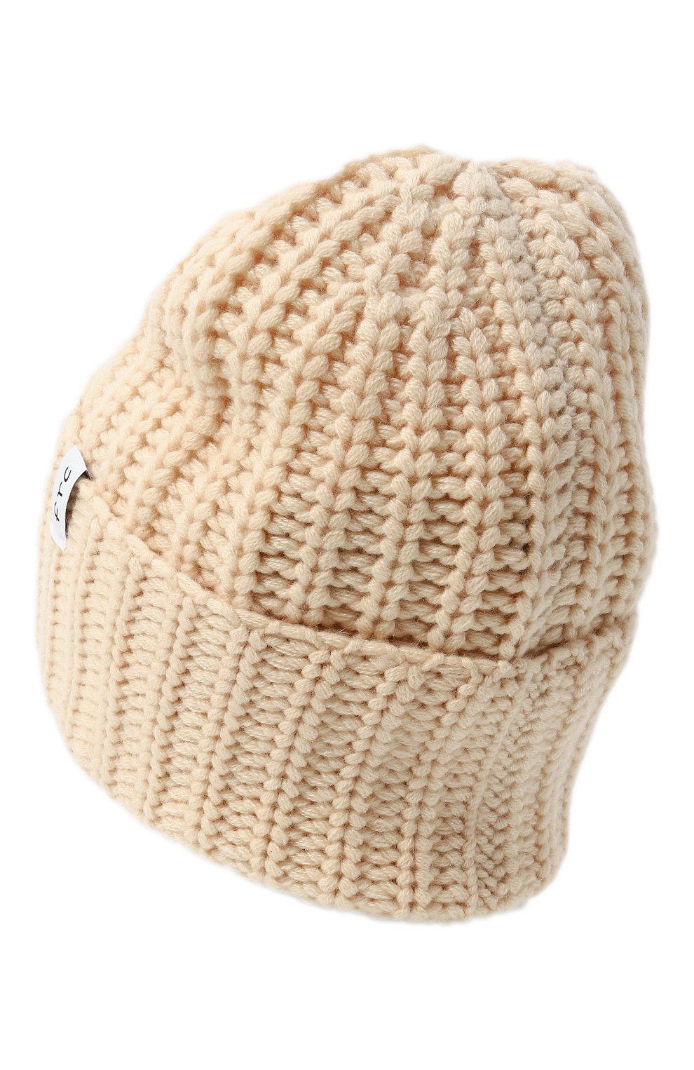 Женская кашемировая шапка FTC бежевого цвета, арт. 880-0940 | Фото 3 (Материал: Текстиль, Кашемир, Шерсть; Материал сплава: Проставлено; Нос: Не проставлено)