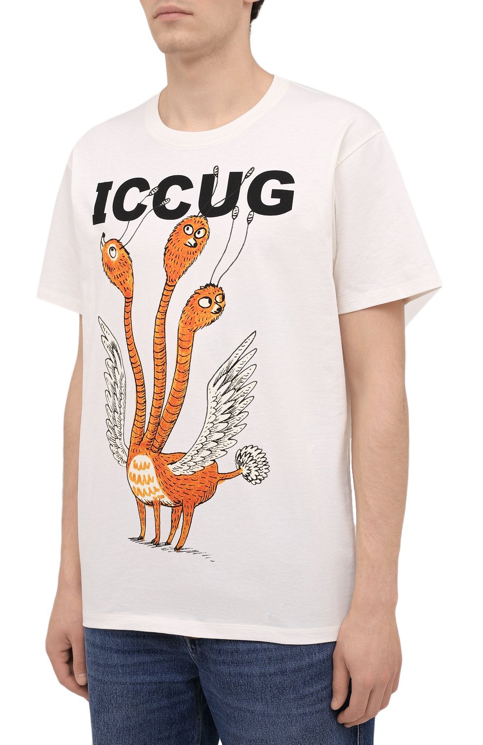 Мужская белая хлопковая футболка iccug gucci x freya hartas GUCCI ...
