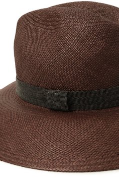 Женская шляпа BRUNELLO CUCINELLI коричневого цвета, арт. MCAP9B1060 | Фото 4 (Материал сплава: Проставлено; Нос: Не проставлено; Материал: Растительное волокно)
