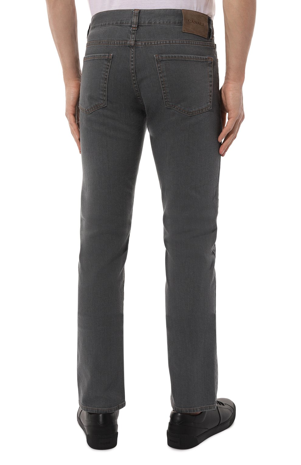 Му жские джинсы CANALI серого цвета, арт. 91700/PD00018 | Фото 4 (Силуэт М (брюки): Прямые; Кросс-КТ: Деним; Длина (брюки, джинсы): Стандартные; Материал внешний: Хлопок, Деним)