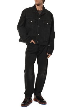 Мужские кожаные кеды oversized ALEXANDER MCQUEEN черного цвета, арт. 662657 WIA3A | Фото 2 (Стили: Классический; Материал утеплителя: Без утеплителя; Подошва: Массивная)