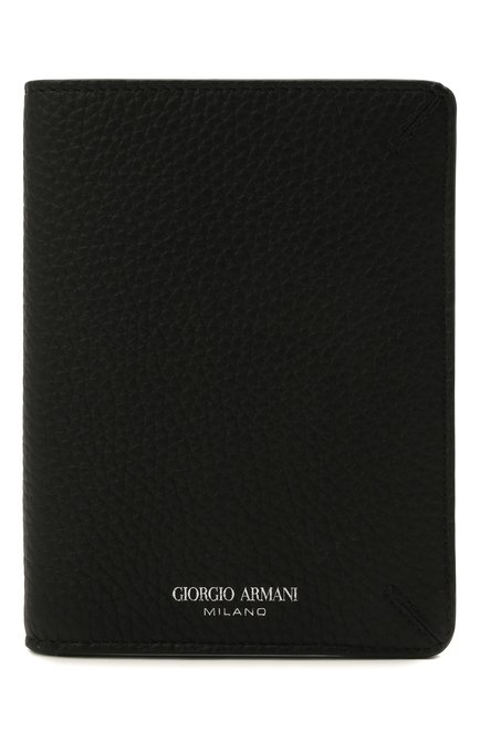 Мужской кожаная обложка для паспорта GIORGIO ARMANI черного цвета, арт. Y2R549/YQA9E | Фото 1 (Кросс-КТ: обложки и футляры; Материал: Натуральная кожа)