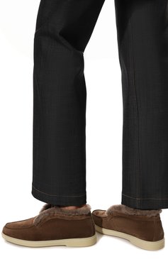 Женские замшевые ботинки yalta SANTONI коричневого цвета, арт. WUYA58457TISASV7S52 | Фото 3 (Подошва: Платформа, Плоская; Материал утеплителя: Натуральный мех; Каблук высота: Низкий; Женское Кросс-КТ: Дезерты-ботинки)