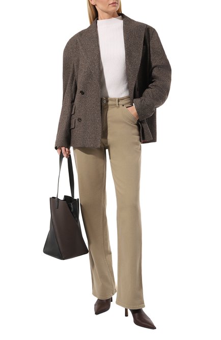 Женские хлопковые брюки MUST бежевого цвета, арт. LIGIA B412 | Фото 2 (Драгоценные камни: Проставлено; Длина (брюки, джинсы): Стандартные; Материал внешний: Хлопок; Материал сплава: Проставлено)