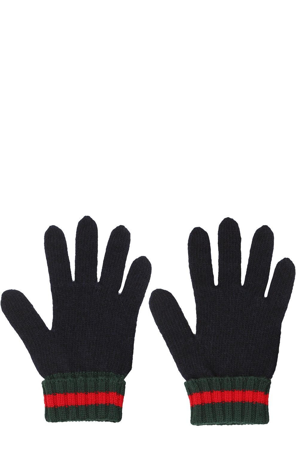 Детские шерстяные перчатки с контрастной отделкой GUCCI темно-синего цвета, арт. 424186/4K206 | Фото 2 (Материал: Текстиль, Шерсть; Статус проверки: Проверена категория)