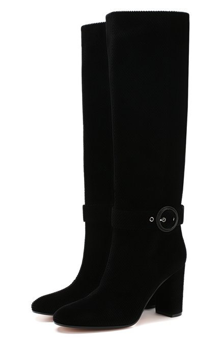Женские текстильные сапоги GIANVITO ROSSI черного цвета, арт. G80594.85RIC.CDVNENE | Фото 1 (Статус проверки: Проверено, Проверена категория; Подошва: Плоская; Высота голенища: Средние; Каблук тип: Устойчивый; Материал внешний: Текстиль; Каблук высота: Высокий; Материал внутренний: Натуральная кожа; Материал утеплителя: Без утеплителя)