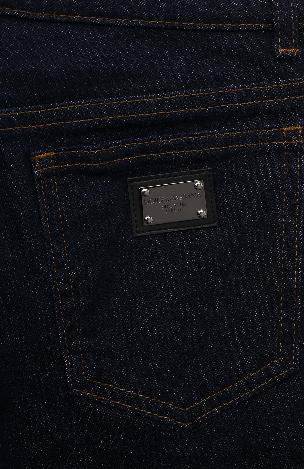 Детские джинсы DOLCE & GABBANA темно-синего цвета, арт. L42F59/LDB75/2-6 | Фото 3 (Детали: Однотонный; Материал сплава: Проставлено; Нос: Не проставлено; Материал внешний: Х лопок)