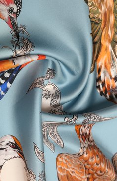Женский шелковый платок telegraph RADICAL CHIC светло-голубого цвета, арт. 462704.07.02 | Фото 5 (Принт: С принтом; Материал: Текстиль, Шелк)