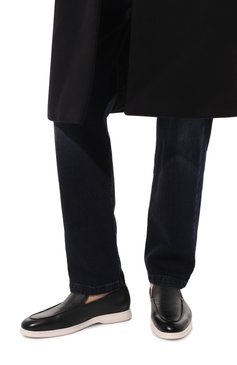 Мужские кожаные лоферы DOUCAL'S темно-синего цвета, арт. DU2835ARTHUY215I | Фото 3 (Материал внутренний: Натуральная кожа; Стили: Кэжуэл)