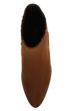 Женские замшевые казаки west SAINT LAURENT коричневого цвета, арт. 549214/BT300 | Фото 5 (Женское Кросс-КТ: Казаки-ботинки; Каблук высота: Низкий; Материал внутренний: Натуральная кожа; Материал утеплителя: Без утеплителя; Подошва: Плоская; Материал внешний: Замша; Статус проверки: Проверена категория)