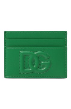 Женский кожаный футляр для кредитных карт DOLCE & GABBANA зеленого цвета, арт. BI0330/AG081 | Фото 1 (Матер иал: Натуральная кожа; Материал сплава: Проставлено; Нос: Не проставлено)
