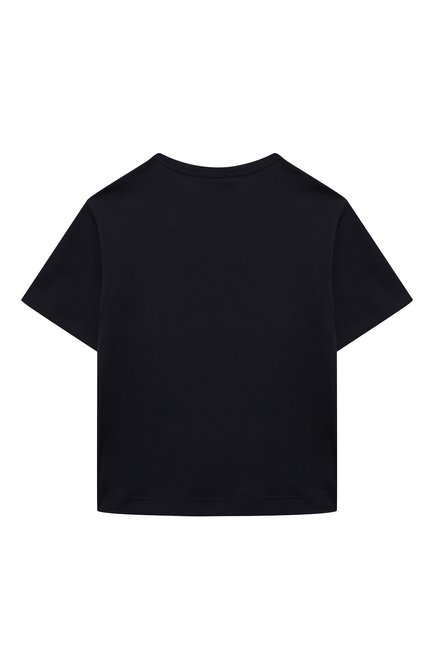Детская хлопковая футболка DOLCE & GABBANA темно-синего цвета, арт. L4JT7T/G7I20/2-6 | Фото 2 (Материал внешний: Хлопок; Материал сплава: Проставлено; Драгоценные камни: Проставлено; Рукава: Короткие)