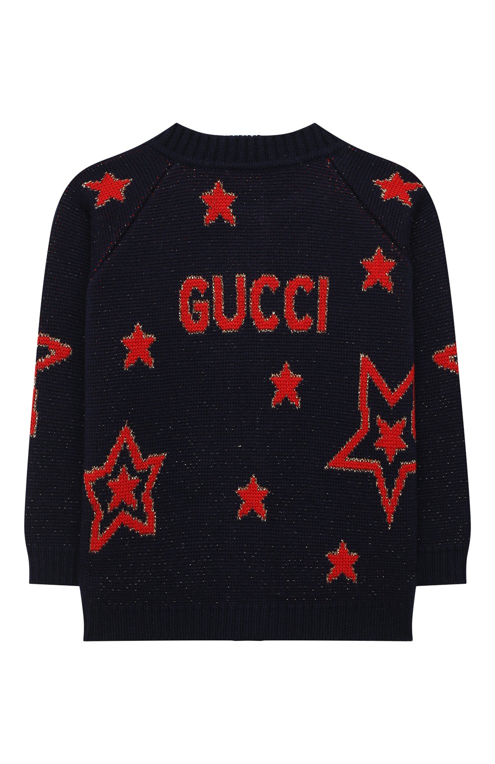 Детский шерстяной кардиган GUCCI темно-синего цвета, арт. 621872/XKBGX | Фото 2 (Кросс-КТ НВ: Кардиганы; Ростовка одежда: 12 мес | 80 см, 18 мес | 86 см, 24 мес | 92 см, 36 мес | 98 см, 3 мес | 62 см, 9 мес | 74 см)
