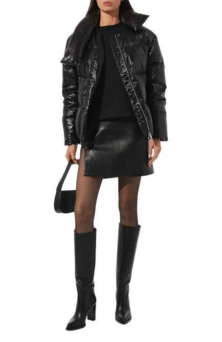 Женская куртка JACOB LEE черного цвета, арт. WDJ01824B-L | Фото 2 (Драгоценные камни: Проставлено; Материал сплава: Проставлено; Материал внешний: Синтетический материал; Длина (верхняя одежда): Короткие; Рукава: Длинные)