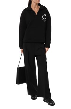 Женский хлопковый свитшот TRUSSARDI черного цвета, арт. 56F00267-1T006520 | Фото 2 (Рукава: Длинные; Длина (для топов): Стандартные; Материал сплава: Проставлено; Материал внешний: Хлопок; Стили: Спорт-шик; Драгоценны�е камни: Проставлено; Женское Кросс-КТ: Свитшот-одежда)