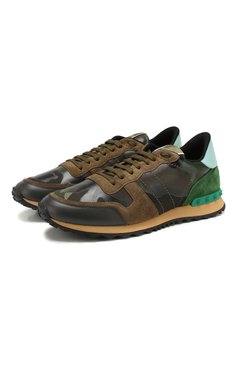 Мужские комбинированные кроссовки rockrunner VALENTINO хаки цвета, арт. TY2S0723/TCC | Фото 1 (Материал внешний: Текстиль; Стили: Классический; Материал утеплителя: Без утеплителя; Материал внутренний: Текстиль; Подошва: Массивная; Длина стельки: 25,0, 25,3, 25,6, 26,0, 26,3, 26,6, 27,0, 27,3, 27,6, 28,0, 28,3, 28,6, 29,0, 29,6)