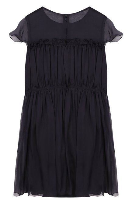 Детское шелковое платье EMPORIO ARMANI темно-синего цвета, арт. 3G3A01/3N36Z | Фото 2 (Материал внешний: Шелк; Рукава: Короткие; Статус проверки: Проверено, Проверена категория; Случай: Повседневный; Девочки Кросс-КТ: Платье-одежда; Ростовка одежда: 10 - 11 лет | 140 - 146см, 13 - 15 лет | 158 см, 16 лет | 164 см, 4 года | 104 см, 6 лет | 116 см, 8 лет | 128 см, 9 лет | 134 см)