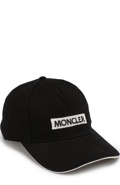 Женская хлопковая бейсболка с нашивкой MONCLER черного цвета, арт. D1-093-00391-00-0391B | Фото 1 (Материал: Текстиль, Хлопок; Статус проверки: Проверена категория)