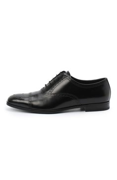 Мужские кожаные оксфорды PRADA черного цвета, арт. 2EB187-P39-F0002-X001 | Фото 3 (Материал внешний: Кожа; Мужское Кросс-КТ: Броги-обувь; Стили: Классический)