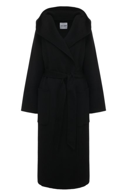 Женское шерстяное пальто IVY OAK черного цвета, арт. I01123F1111 | Фото 1 (Рукава: Длинные; Материал внешний: Шерсть; Драгоценные камни: Проставлено; Материал сплава: Проставлено; Длина (верхняя одежда): Длинные)