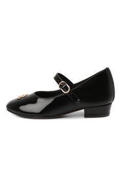 Детские кожаные туфли DOLCE & GABBANA черного цвета, арт. D11034/A1471/24-28 | Фото 2 (Материал внутренний: Натуральная кожа; Региональные ограничения белый список (Axapta Mercury): RU; Материал сплава: Проставлено; Нос: Не проставлено; Девочки-школьная форма: Классическая обувь; Длина стельки: 14,7, 15,4, 16,1, 16,7, 17,4)
