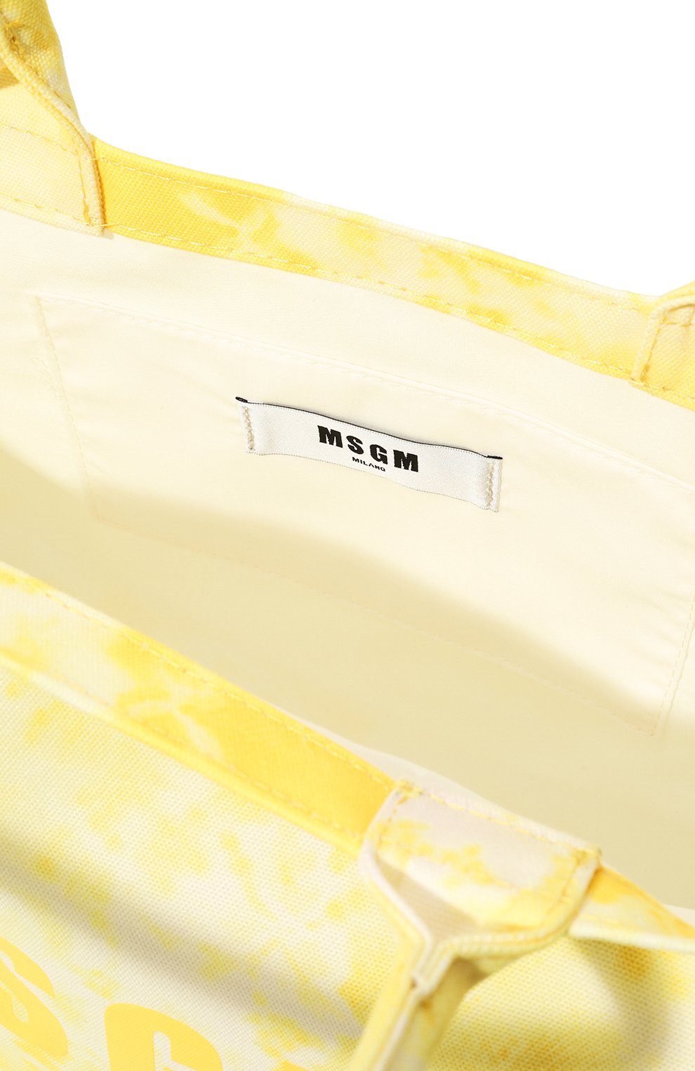Женский сумка-тоут MSGM желтого цвета, арт. 3442MDZ75/574 | Фото 5 (Сумки-технические: Сумки-шопперы; Материал сплава: Проставлено; Материал: Текстиль; Драгоценные камни: Проставлено; Размер: large)