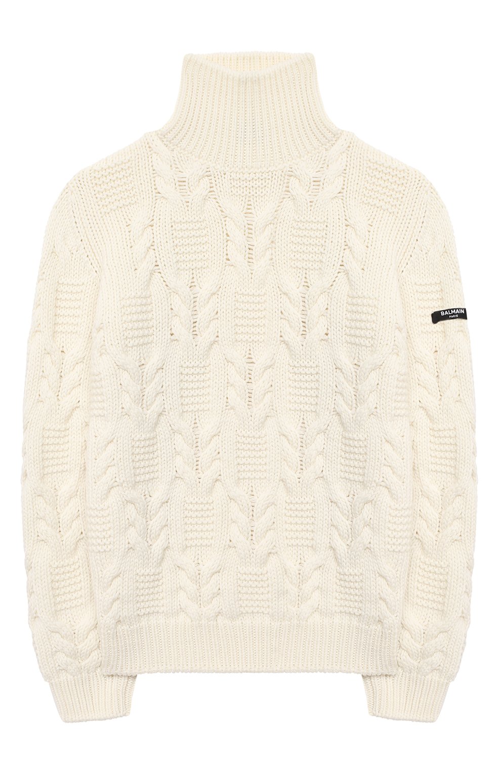 Детский шерстяной свитер BALMAIN белого цвета, арт. 6N9590/NF410/4-10 | Фото 1 (Материал внешний: Шерсть; Рукава: Длинные; Региональные ограничения белый список (Axapta Mercury): RU; Мальчики Кросс-КТ: Свитер-одежда)