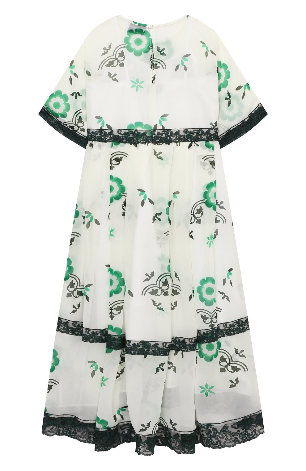 Детское платье из вискозы ERMANNO SCERVINO зеленого цвета, арт. ESFAB014 GAS01 WS007/XXS-S | Фото 2 (Рукава: Короткие; Случай: Повседневный; Региональные ограничения белый список (Axapta Mercury): RU; Материал внешний: Вискоза; Девочки Кросс-КТ: Платье-одежда; Материал подклада: Хлопок; Ростовка одежда: 10 - 11 лет | 140 - 146см, 8 лет | 128 см, 6 лет | 116 см)