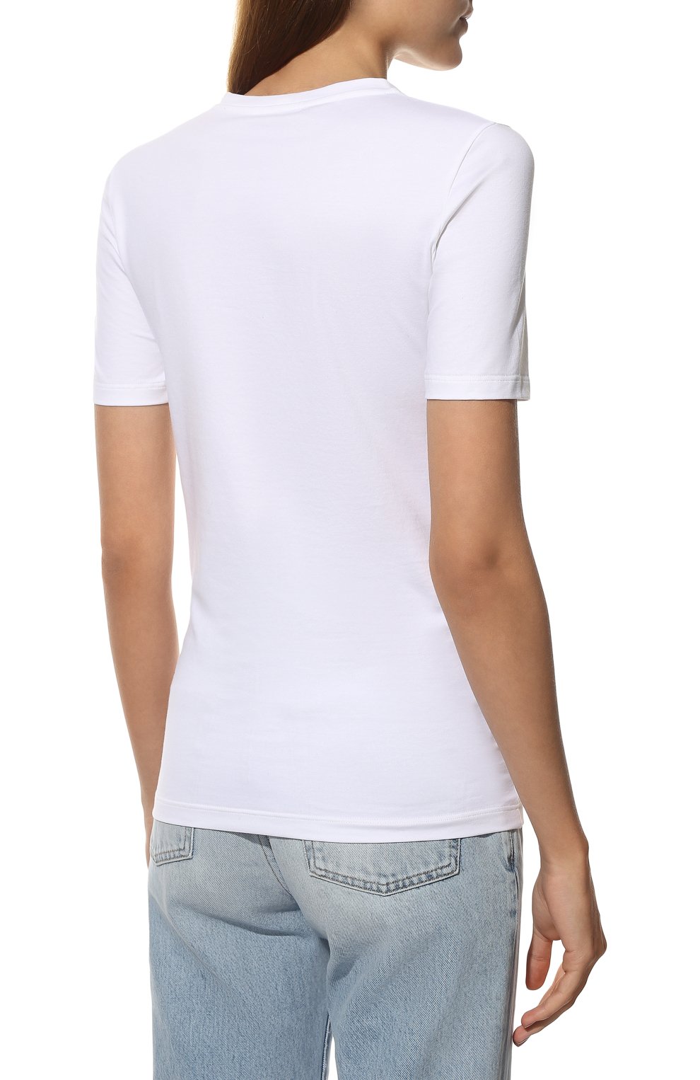Женская хлопковая футболка JIL SANDER белого цвета, арт. JPPU705502-WU257108 | Фото 4 (Принт: Без принта; Рукава: Короткие; Длина (для топов): Стандартные; Материал внешний: Хлопок; Женское Кросс-КТ: Футболка-одежда; Стили: Минимализм)