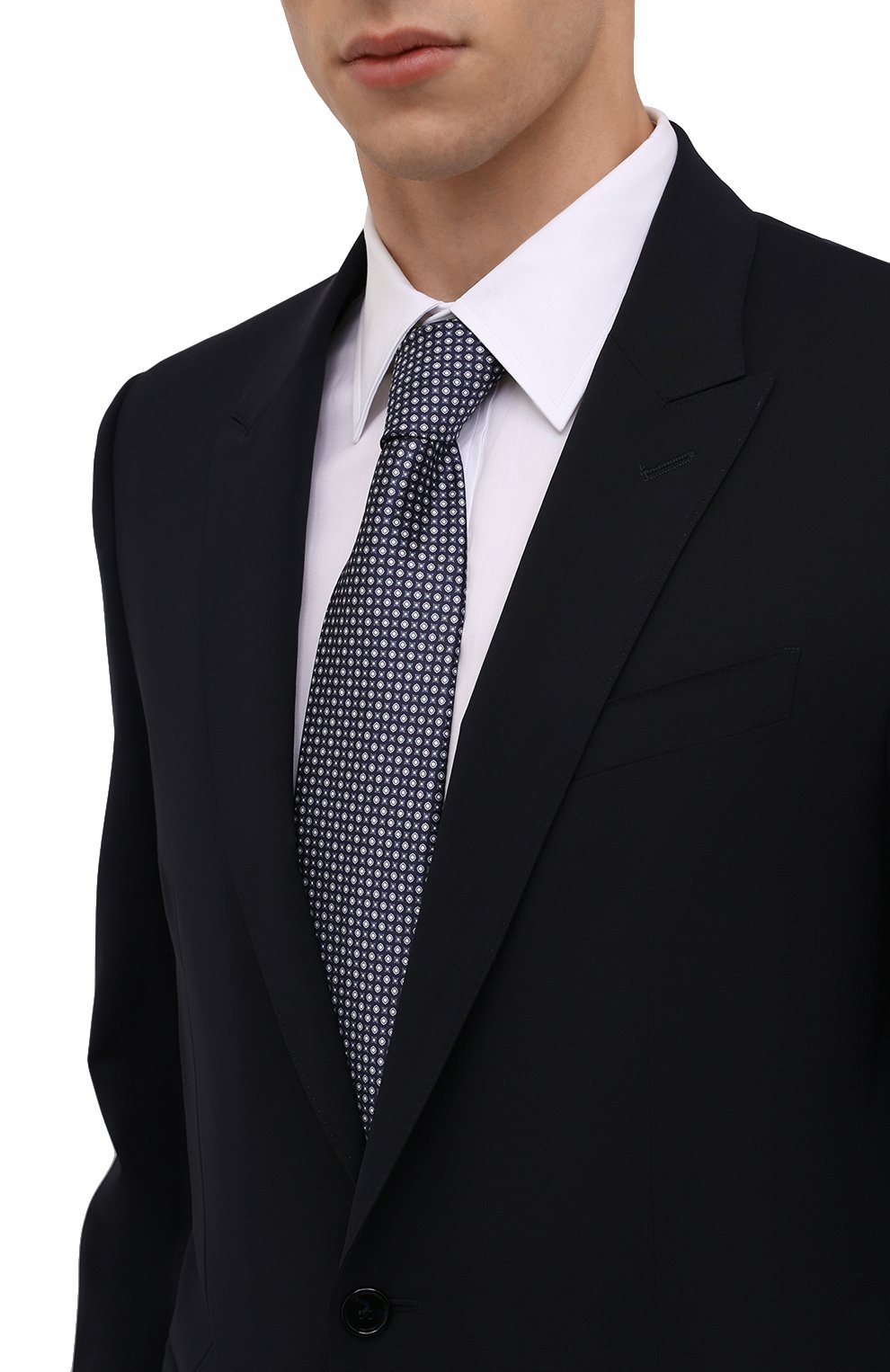 Мужской комплект из галстука и платка BRIONI темно-синего цвета, арт. 08A900/P1477 | Фото 2 (Материал: Текстиль, Шелк)