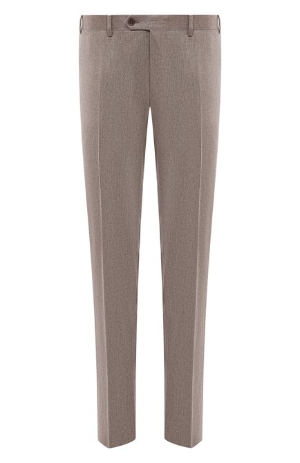 Мужские шерстяные брюки CANALI коричневого цвета, арт. 71019/AN04764 | Фото 1 (Материал сплава: Проставлено; Длина (брюки, джинсы): Стандартные; Материал внешний: Шерсть; Драгоценные камни: Проставлено)