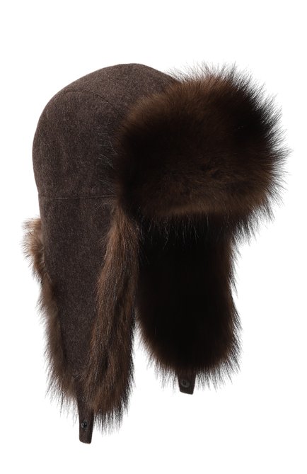 Мужская шапка-ушанка из меха фишера KUSSENKOVV коричневого цвета, арт. 339106903159 | Фото 1 (Материал: Натуральный мех)