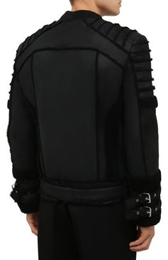Мужская дубленка BALMAIN черного цвета, арт. WH1TH125/L119 | Фото 4 (Рукава: Длинные; Материал внешний: Натуральный мех; Стили: Панк; Длина (верхняя одежда): Короткие)