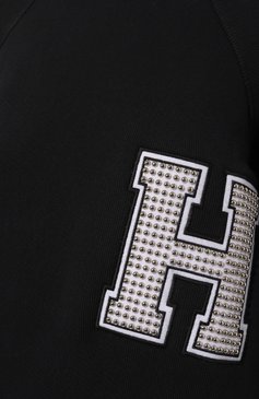 Женский хлопковый свитшот HALFBOY черного цвета, арт. H06WASW1222 | Фото 5 (Рукава: Длинные; Длина (для топов): Удлиненные; Материал внешний: Хлопок; Стили: Спорт-шик; Женское Кросс-КТ: Свитшот-одежда)