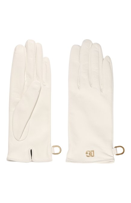 Женские кожаные перчатки DOLCE & GABBANA белого цвета, арт. BF0189/AQ630 | Фото 2 (Материал: Натуральная кожа)
