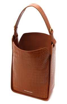 Женская сумка tool s BALENCIAGA коричневого цвета, арт. 659920/23E01 | Фото 5 (Сумки-технические: Сумки top-handle; Размер: medium; Материал: Натуральная кожа; Ремень/цепочка: На ремешке)