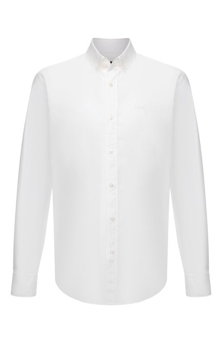 Мужская хлопковая рубашка BOSS белого цвета по цене 13600 руб., арт. 50465197 | Фото 1