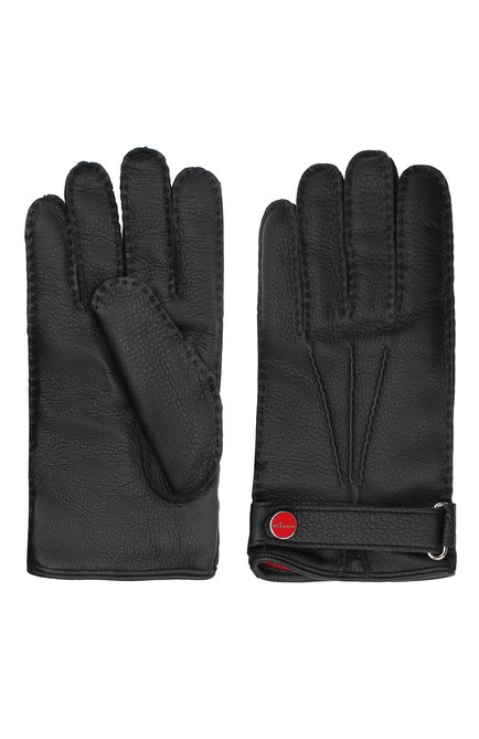 Мужские кожаные перчатки KITON черного цвета, арт. UGU023X02T19 | Фото 2 (Мужское Кросс-КТ: Кожа и замша; Региональные ограничения белый список (Axapta Mercury): RU; Материал: Натуральная кожа)